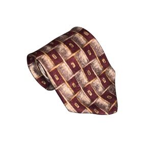 Mulberry Burgundy and Gold Checkered Tie